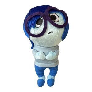 DISNEY Pixar Inside Out Sadness Doll w/ Zipper Pocket Plush Doll Purse Storage